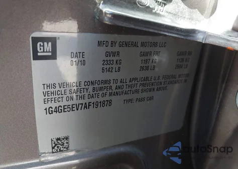 2010 Buick Lacrosse Cxs from USA, damaged, VIN 1G4GE5EV7AF191878